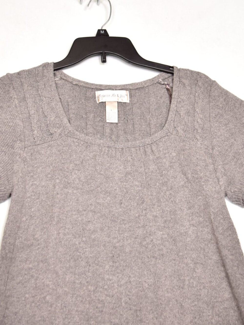 Between Me And You Sweater Dress Women's Grey Short Sleeve Size Large - Picture 2 of 5